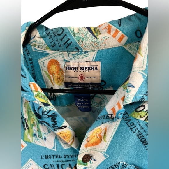 High Sierra blue travel shirt sleeve vibrant button down shirt - Picture 2 of 5